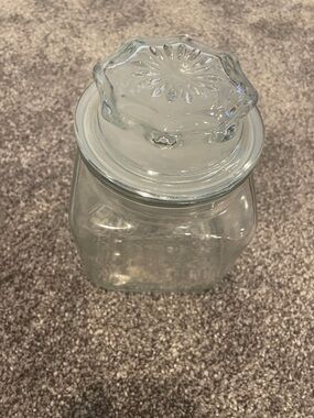 Vintage Clear Glass Apothecary Jar with Decorative Lid